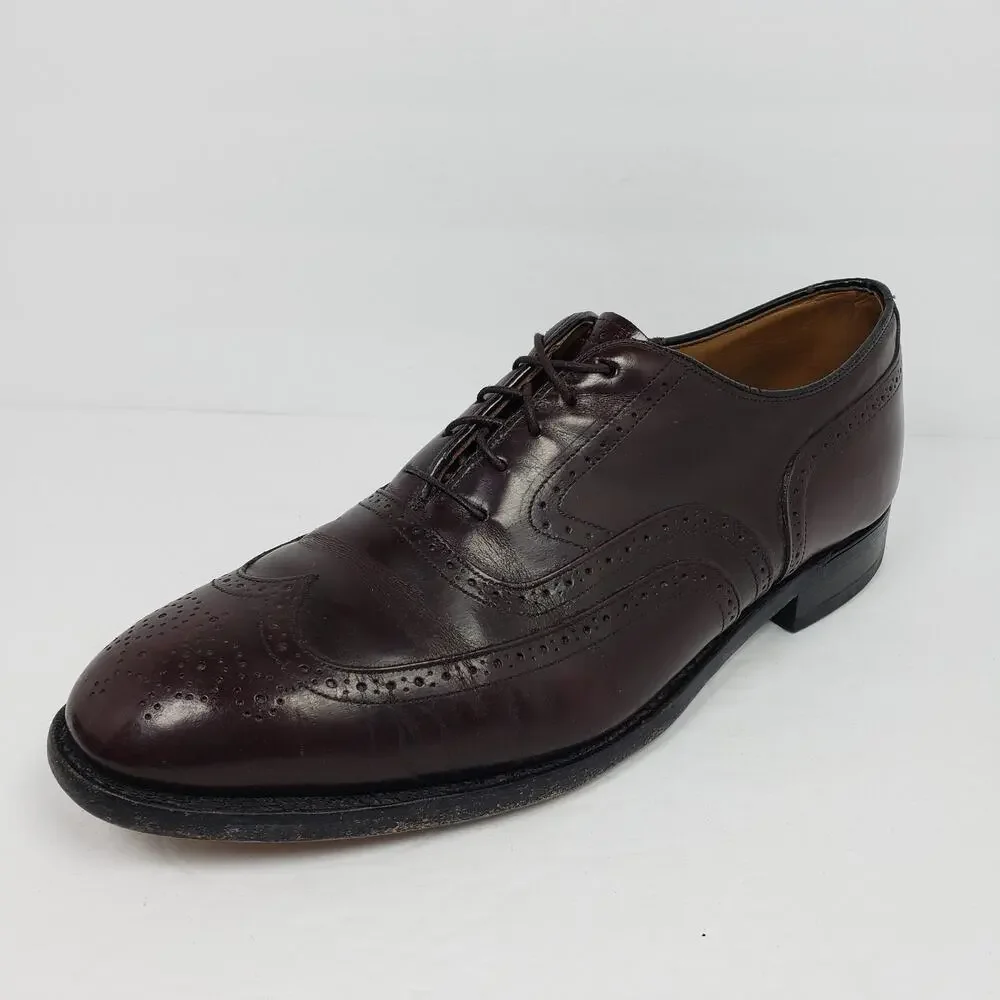 Johnson Murphy Mens Size 11 Optima Burgundy Leather Formal Dress Wingtip Shoes